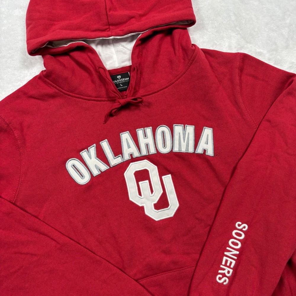 Colosseum OU Oklahoma Sooners Hoodie Womens L Crimson Red Embroider Alumni Fans